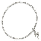 Sterling Silver 10inch Solid Polished Palm Tree Anklet - QG-DD5D9F51-2763