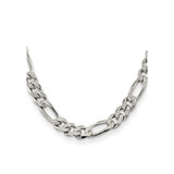 Sterling Silver 11.0mm Pav‚ Flat Figaro Chain - QF-2AF1CB19-1773