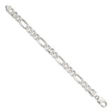 Sterling Silver 11.0mm Pav‚ Flat Figaro Chain - QF-AB1E2068-4346