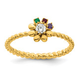 14k 3 Birthstone Flower with Diamond Mother's Ring Semi-mount