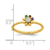 14k 3 Birthstone Flower with Diamond Mother's Ring Semi-mount