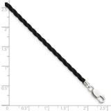 Sterling Silver 18 inch 3mm Black Twisted Rubber Necklace