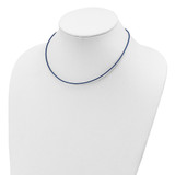 Sterling Silver 18inch 1.5mm Royal Blue Leather Cord Necklace