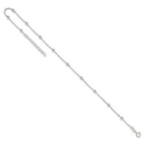 Sterling Silver 1mm Beaded Chain 9in Plus 1in ext. Anklet