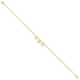 14k 3 Heart Dangles 10 inch Anklet Plus 1 inch Extender