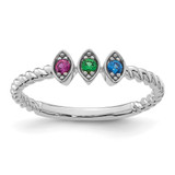 14k 3 White Gold 3 Birthstone Mother's Ring Mounting