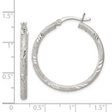 Sterling Silver 2.5mm Diamond-cut Laser-cut Hinged Hoop Earrings - QE-EFA154F2-8174