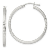 Sterling Silver 2.5mm Polished/Satin D/C Hoop Earrings - QE-1FFE4A6D-8194