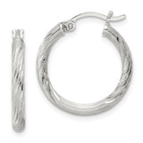 Sterling Silver 2.5mm Polished/Satin D/C Hoop Earrings - QE-69766B87-4933