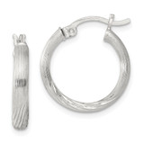 Sterling Silver 2.5mm Polished/Satin D/C Hoop Earrings - QE-78237136-8777