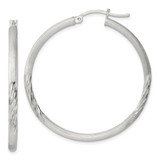 Sterling Silver 2.5mm Polished/Satin D/C Hoop Earrings - QE-C000518A-9592
