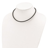 Sterling Silver 20inch 4mm Black Leather Braided Necklace
