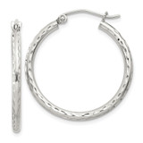 Sterling Silver 2mm Diamond Cut Hoop Earrings - QE-0B3240AD-3450