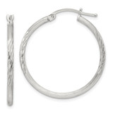 Sterling Silver 2mm Polished/Satin D/C Hoop Earrings - QE-2D60EE17-1525