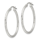Sterling Silver 2mm Polished/Satin D/C Hoop Earrings - QE-2D60EE17-1525