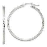 Sterling Silver 2mm Polished/Satin D/C Hoop Earrings - QE-4F846E67-8397