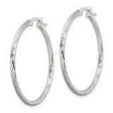 Sterling Silver 2mm Polished/Satin D/C Hoop Earrings - QE-4F846E67-8397
