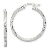 Sterling Silver 2mm Polished/Satin D/C Hoop Earrings - QE-9DAFD745-3843