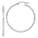 Sterling Silver 2mm Polished/Satin D/C Hoop Earrings - QE-A4ACC000-7151