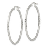 Sterling Silver 2mm Polished/Satin D/C Hoop Earrings - QE-A4ACC000-7151