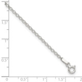 Sterling Silver 2mm Rolo 9in Plus 1in ext. Chain Anklet