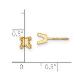 14k 3.75mm Princess-cut Stud Earring Mountings
