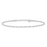 Sterling Silver 2mm Singapore 9in Plus 1in ext. Chain Anklet