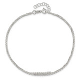 Sterling Silver 2-Strand Beaded 9in Plus 1in ext. Anklet