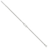 Sterling Silver 2-Strand Beaded Infinity Symbol 9in Plus 1in ext. Anklet