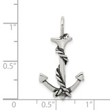 Sterling Silver 3D Antiqued Anchor and Rope Pendant - QC-1B2DED30-6926