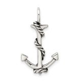 Sterling Silver 3D Antiqued Anchor and Rope Pendant - QC-1B2DED30-6926