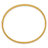 14k 3/16 Polished Textured 4.75mm Hinged Oval Bangle Bracelet