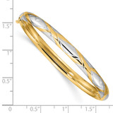 14k 3/16 w/White Rhodium Criss-Cross Children's Hinged Bangle