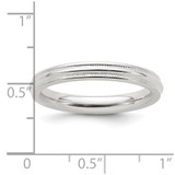 Sterling Silver 3mm Comfort Fit Half Round Milgrain Size 6.5 Band