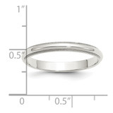 Sterling Silver 3mm Half Round Milgrain Size 10 Band
