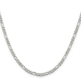 Sterling Silver 3mm Pav‚ Flat Figaro Chain - QF-1EED5C30-9725