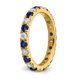 14k 3/4 carat Lab Grown Diamond VS/SI+ G+ and Lab Created Blue Sapphire Size 4.5 Eternity Band