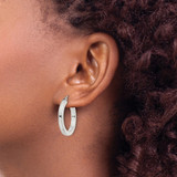 Sterling Silver 3x25mm Square Tube Hoop Earrings