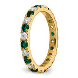 14k 3/4 carat Lab Grown Diamond VS/SI+ G+ and Lab Created Emerald Size 5.5 Eternity Band