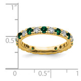14k 3/4 carat Lab Grown Diamond VS/SI+ G+ and Lab Created Emerald Size 5.5 Eternity Band
