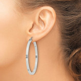 Sterling Silver 3x50mm Square Tube Hoop Earrings