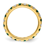 14k 3/4 carat Lab Grown Diamond VS/SI+ G+ and Lab Created Emerald Size 6.5 Eternity Band