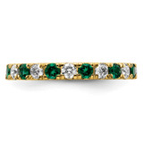 14k 3/4 carat Lab Grown Diamond VS/SI+ G+ and Lab Created Emerald Size 7 Eternity Band