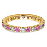 14k 3/4 carat Lab Grown Diamond VS/SI+ G+ and Lab Created Pink Sapphire Size 4 Eternity Band