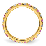 14k 3/4 carat Lab Grown Diamond VS/SI+ G+ and Lab Created Pink Sapphire Size 7 Eternity Band