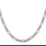 Sterling Silver 4.3mm Pav‚ Flat Figaro Chain - QF-B89AD799-6846