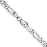 Sterling Silver 4.3mm Pav‚ Flat Figaro Chain - QF-D991B1DC-9457