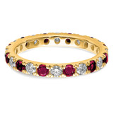 14k 3/4 carat Lab Grown Diamond VS/SI+ G+ and Lab Created Ruby Size 4 Eternity Band