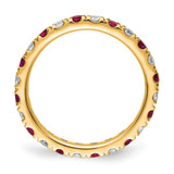 14k 3/4 carat Lab Grown Diamond VS/SI+ G+ and Lab Created Ruby Size 6.5 Eternity Band