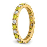 14k 3/4 carat Lab Grown Diamond VS/SI+ G+ and Lab Created Yellow Sapphire Size 7.5 Eternity Band